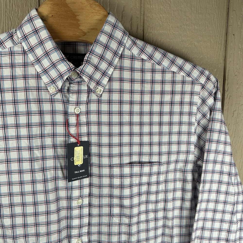 NEW Cremieux Long Sleeve Button Down Shirt Mens Sz XLTall Blue Red Plaid Cotton
